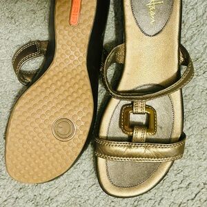 Cole Haan Gold/bronze Sandals with Square Buckle